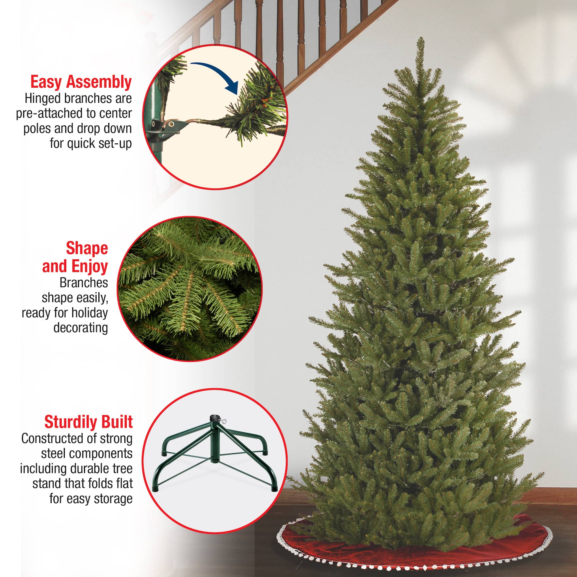 7 ft. Unlit Natural Fraser Fir Slim Artificial Christmas Tree